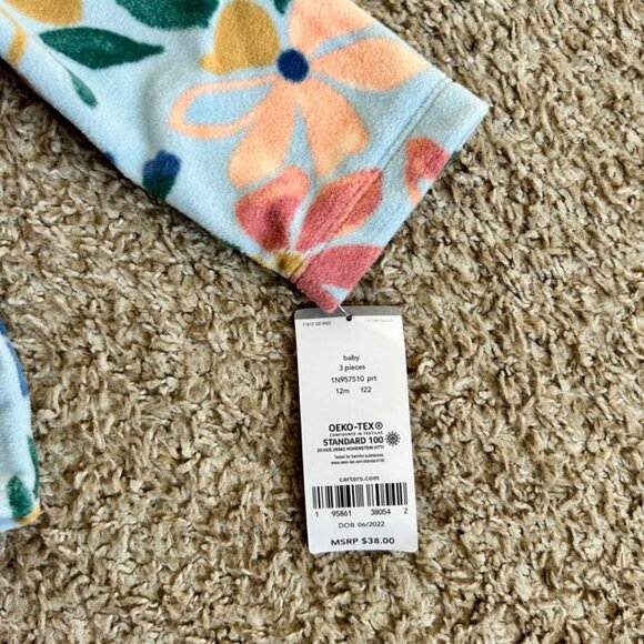 Carter’s 18M Floral Fleece Hooded Coat – Soft Baby Jacket - Picture 4 of 4